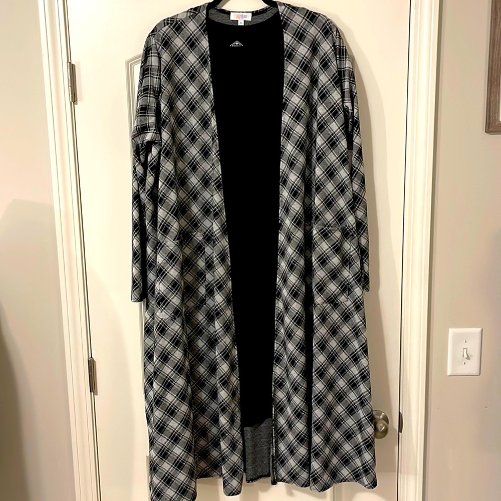LuLaRoe Gray and Black Open-Front Cardigan Sweater